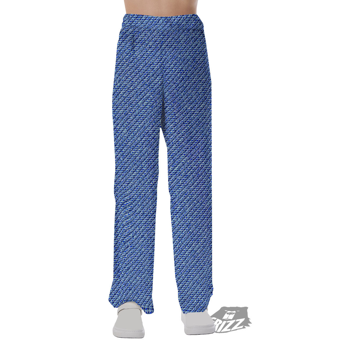 Jeans Blue Denim Print Pattern Pajama Pants-grizzshop