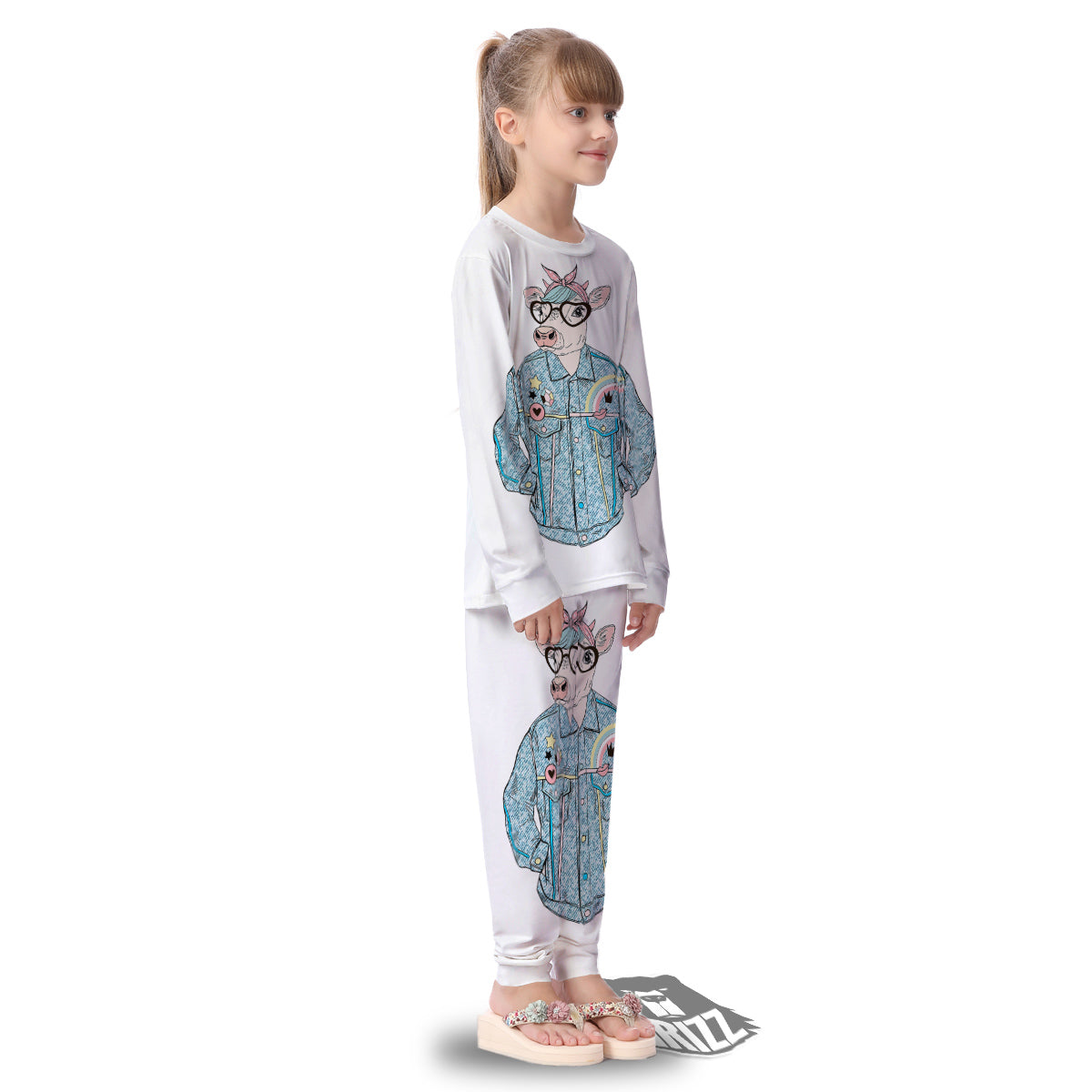 Jeans Cow Denim Print Kid's Pajamas-grizzshop