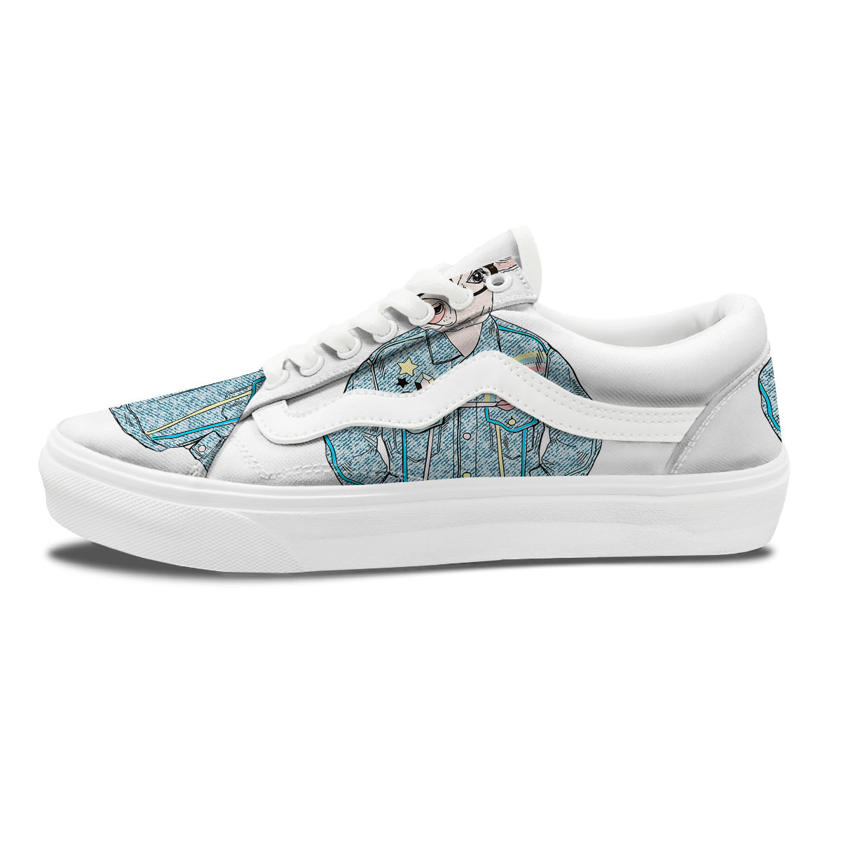 Jeans Cow Denim Print Skate Shoes-grizzshop
