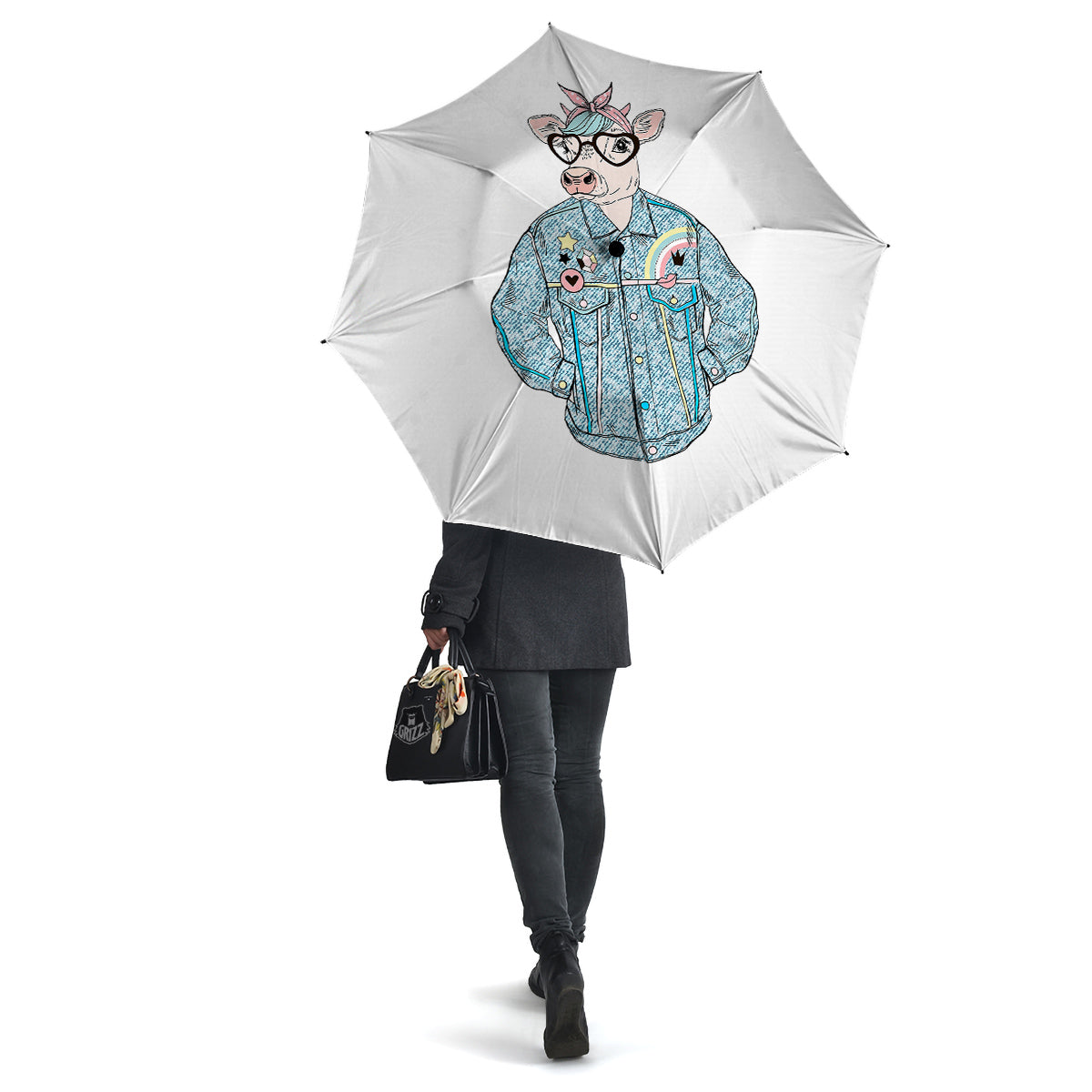 Jeans Cow Denim Print Umbrella-grizzshop
