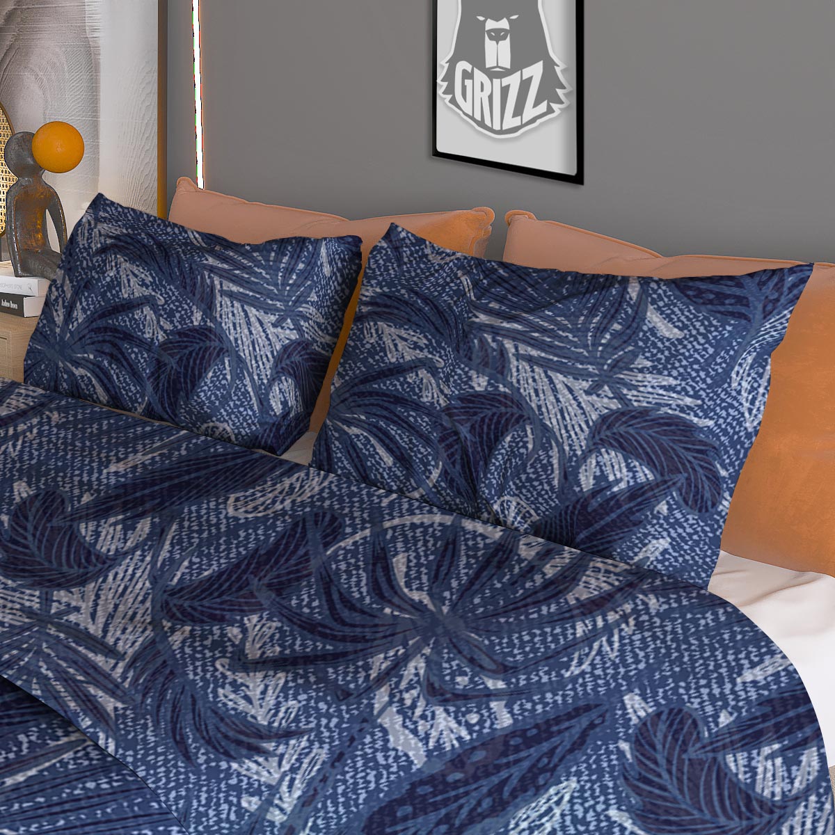 Jeans Denim Tropical Print Pattern Duvet Cover Bedding Set