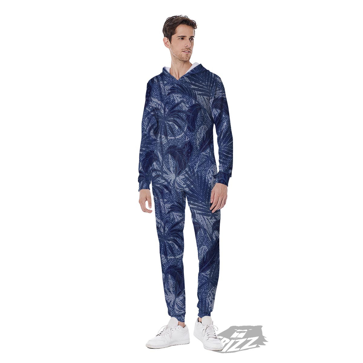 Jeans Denim Tropical Print Pattern Men's Jumpsuit-grizzshop
