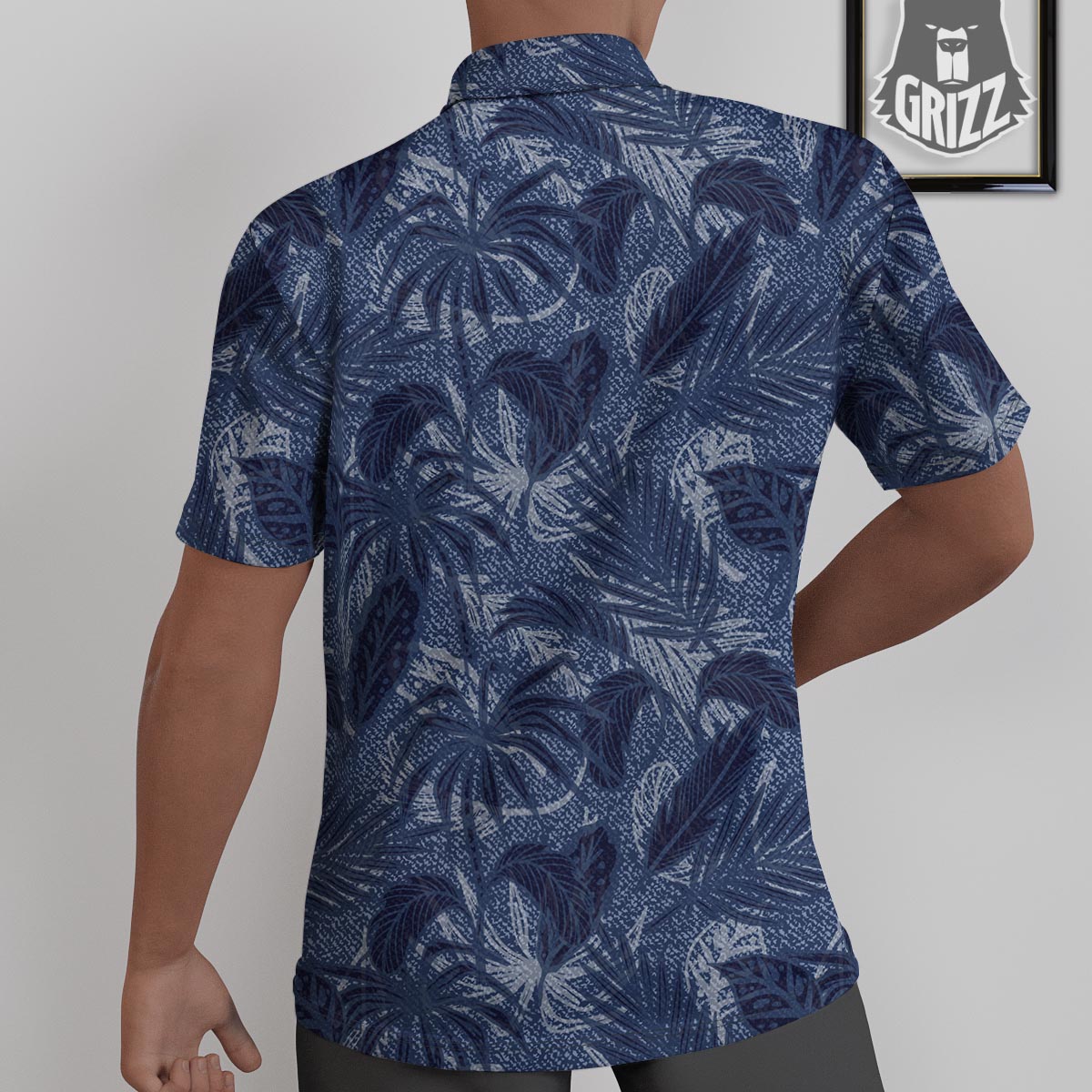 Jeans Denim Tropical Print Pattern Untucked Shirts-grizzshop