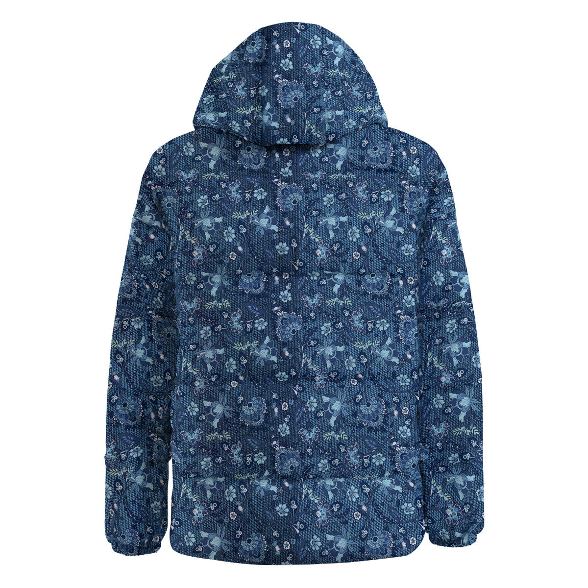 Jeans Floral Denim Print Pattern Down Jacket-grizzshop