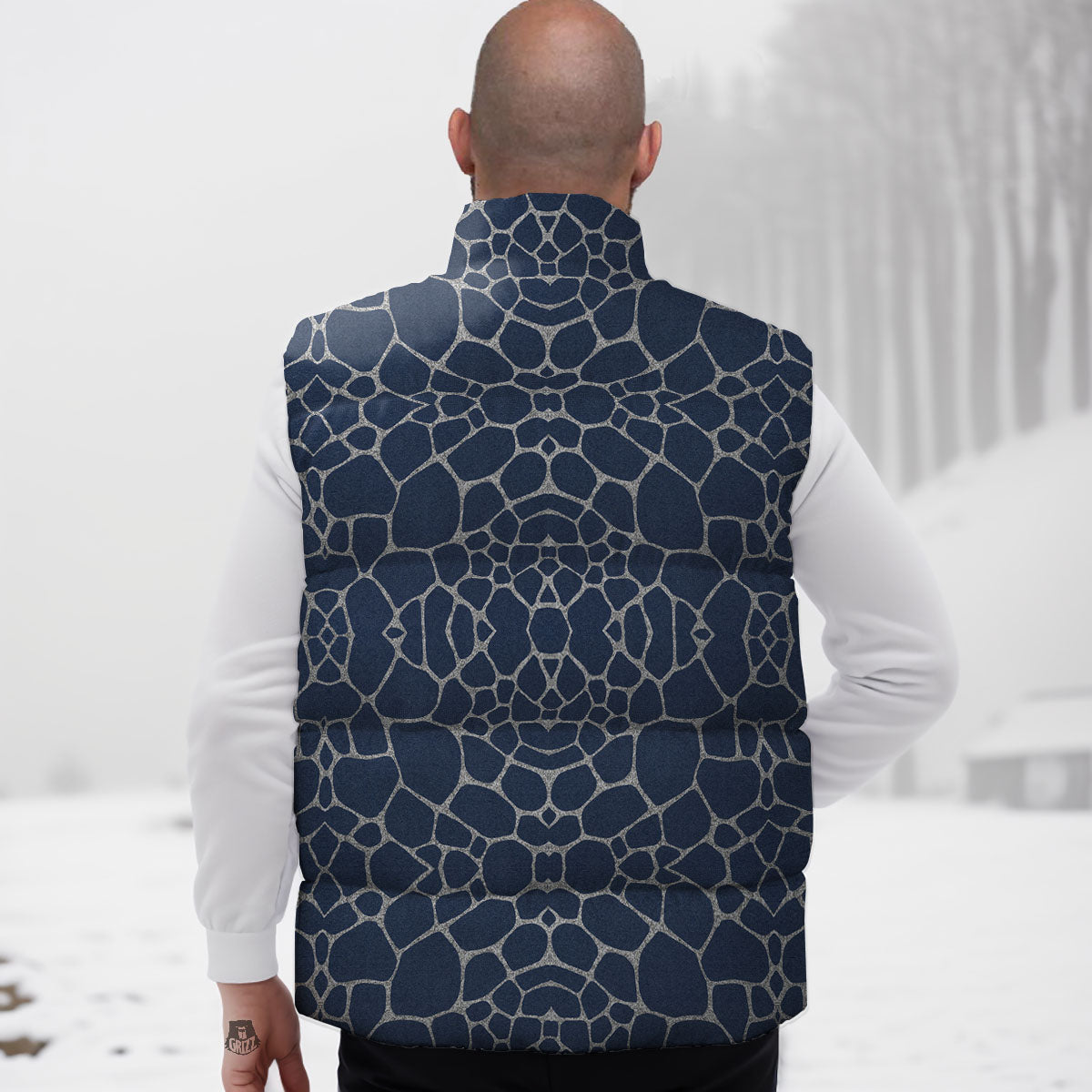 Jeans Giraffe Denim Print Pattern Down Vest-grizzshop