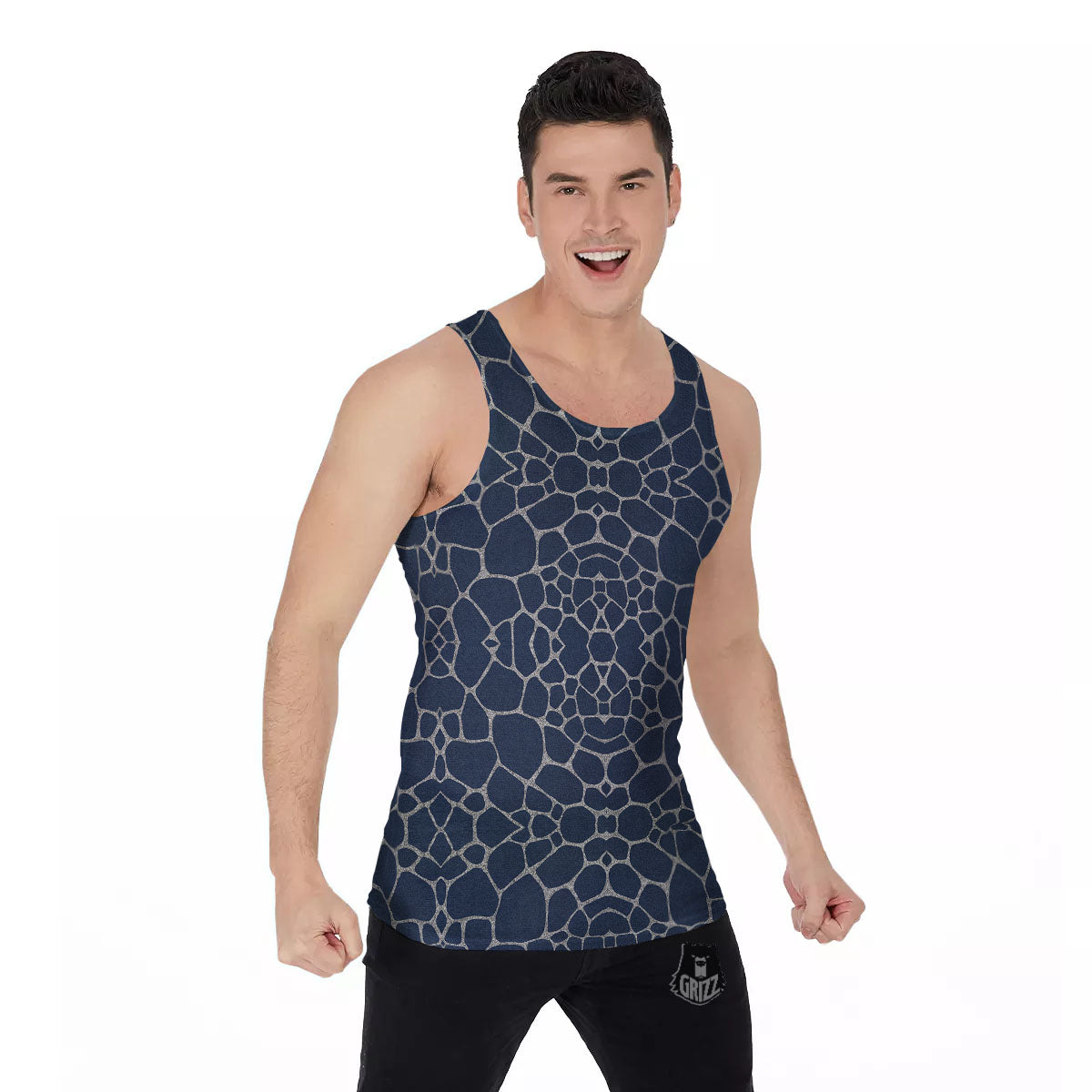 Jeans Giraffe Denim Print Pattern Men's Tank Top-grizzshop
