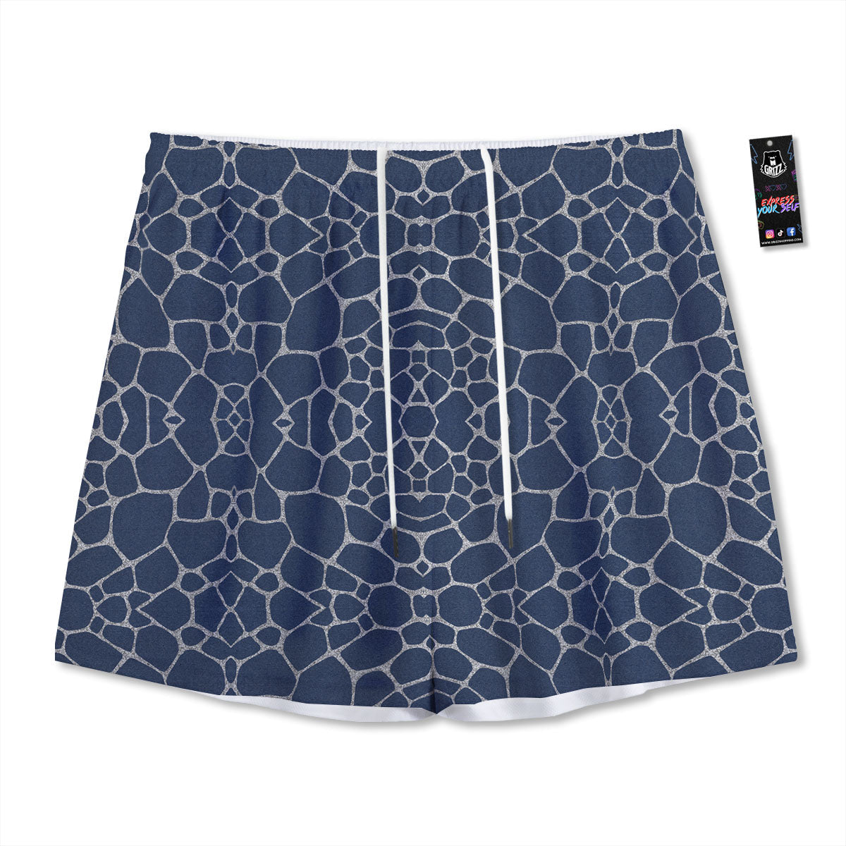 Jeans Giraffe Denim Print Pattern Mesh Shorts