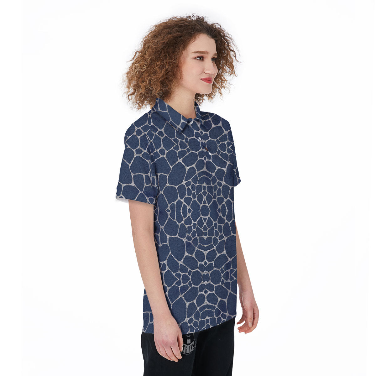 Jeans Giraffe Denim Print Pattern Women's Golf Shirts-grizzshop