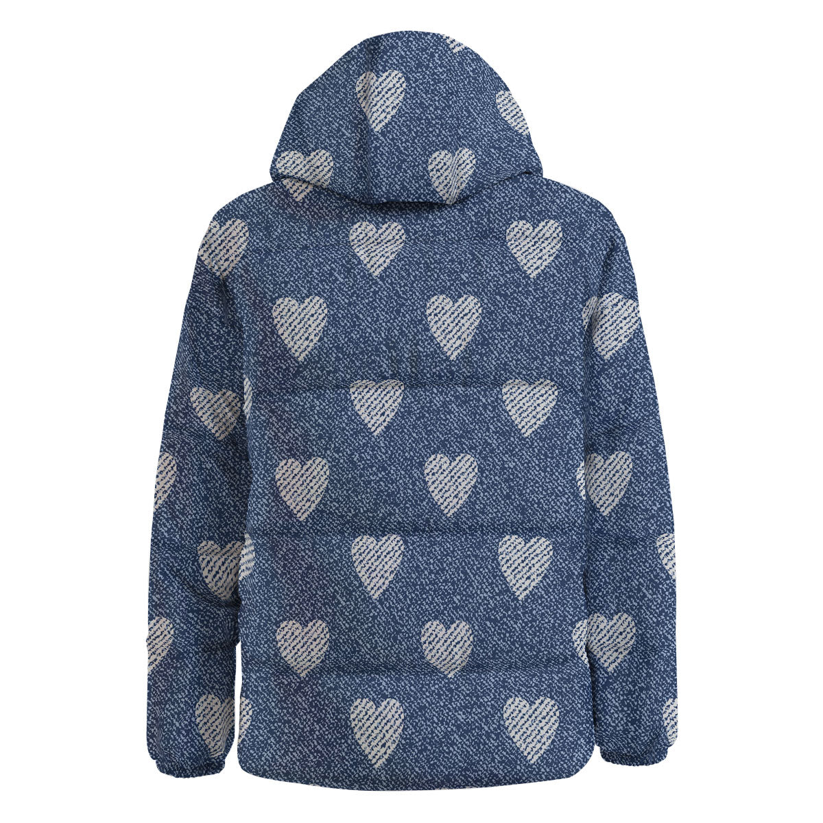 Jeans Heart Denim Print Pattern Down Jacket-grizzshop