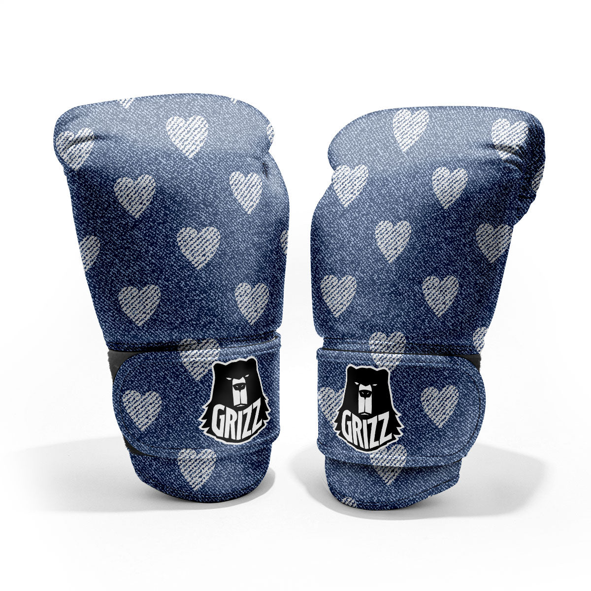 Jeans Heart Denim Print Pattern Pro Boxing Glove