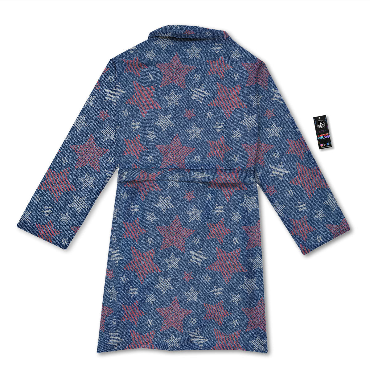 Jeans Star Denim Print Pattern Bathrobe-grizzshop
