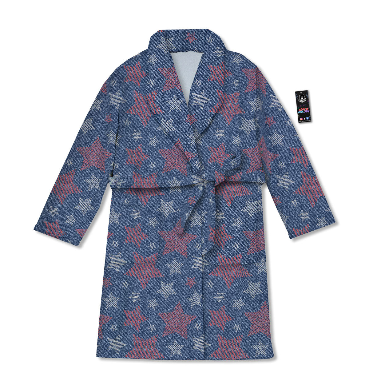 Jeans Star Denim Print Pattern Bathrobe-grizzshop