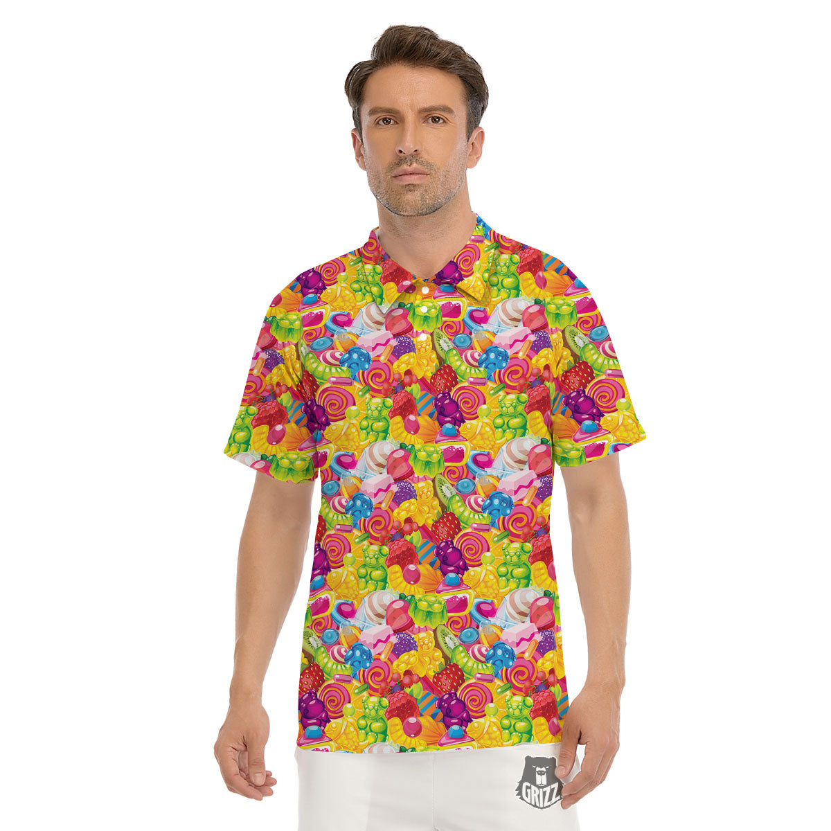 Jelly And Candy Print Pattern Men's Golf Shirts-grizzshop