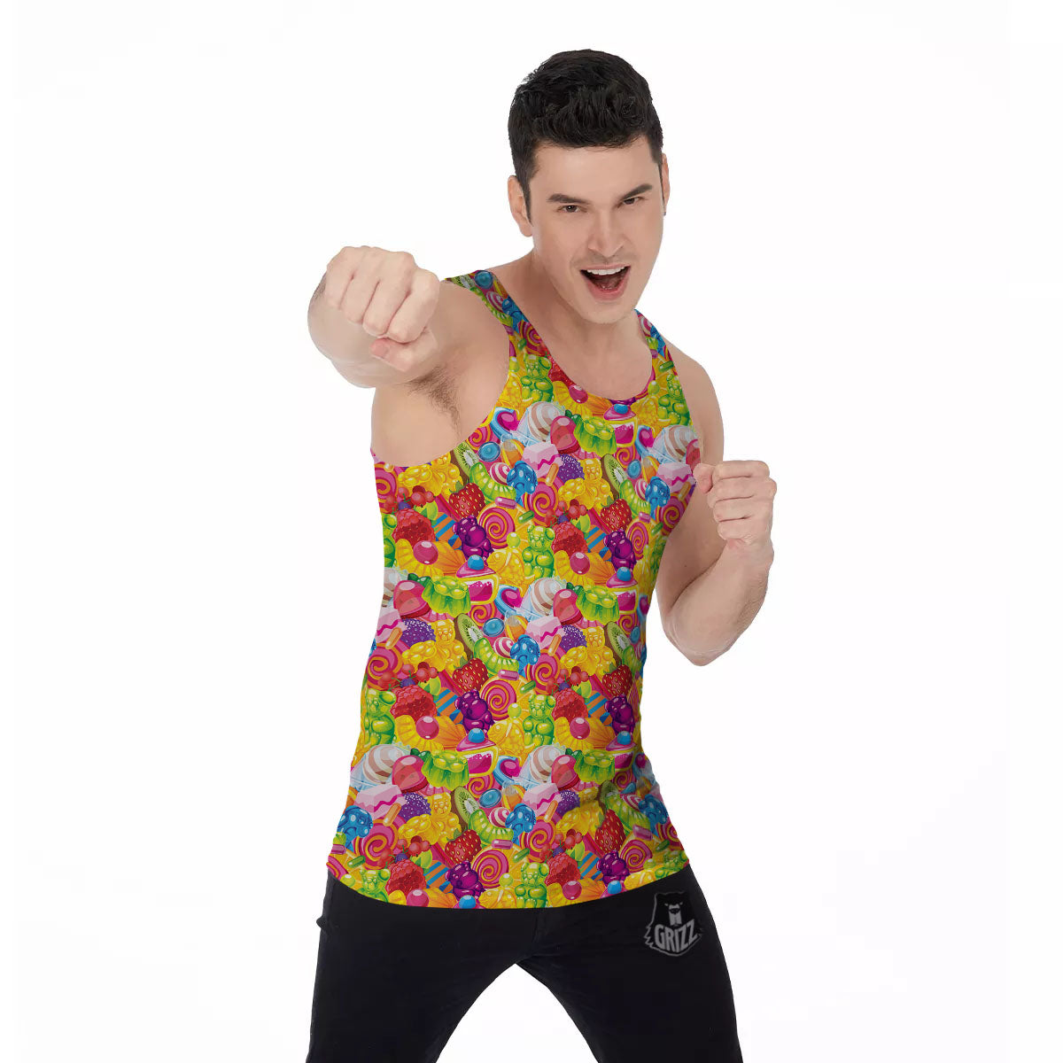 Jelly And Candy Print Pattern Men's Tank Top-grizzshop
