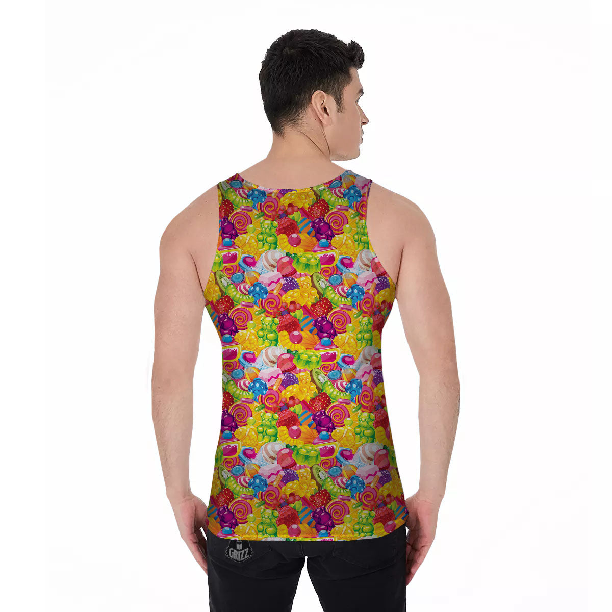 Jelly And Candy Print Pattern Men's Tank Top-grizzshop
