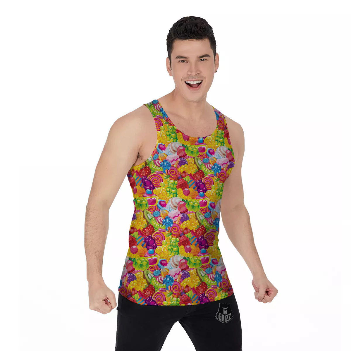 Jelly And Candy Print Pattern Men's Tank Top-grizzshop