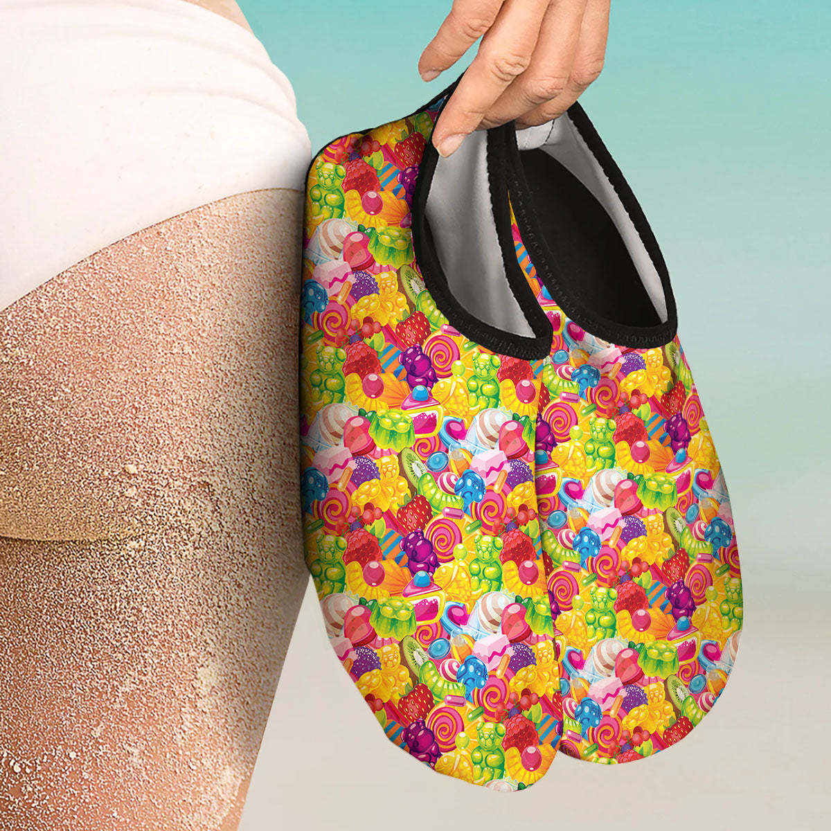 Jelly And Candy Print Pattern Water Shoes-grizzshop