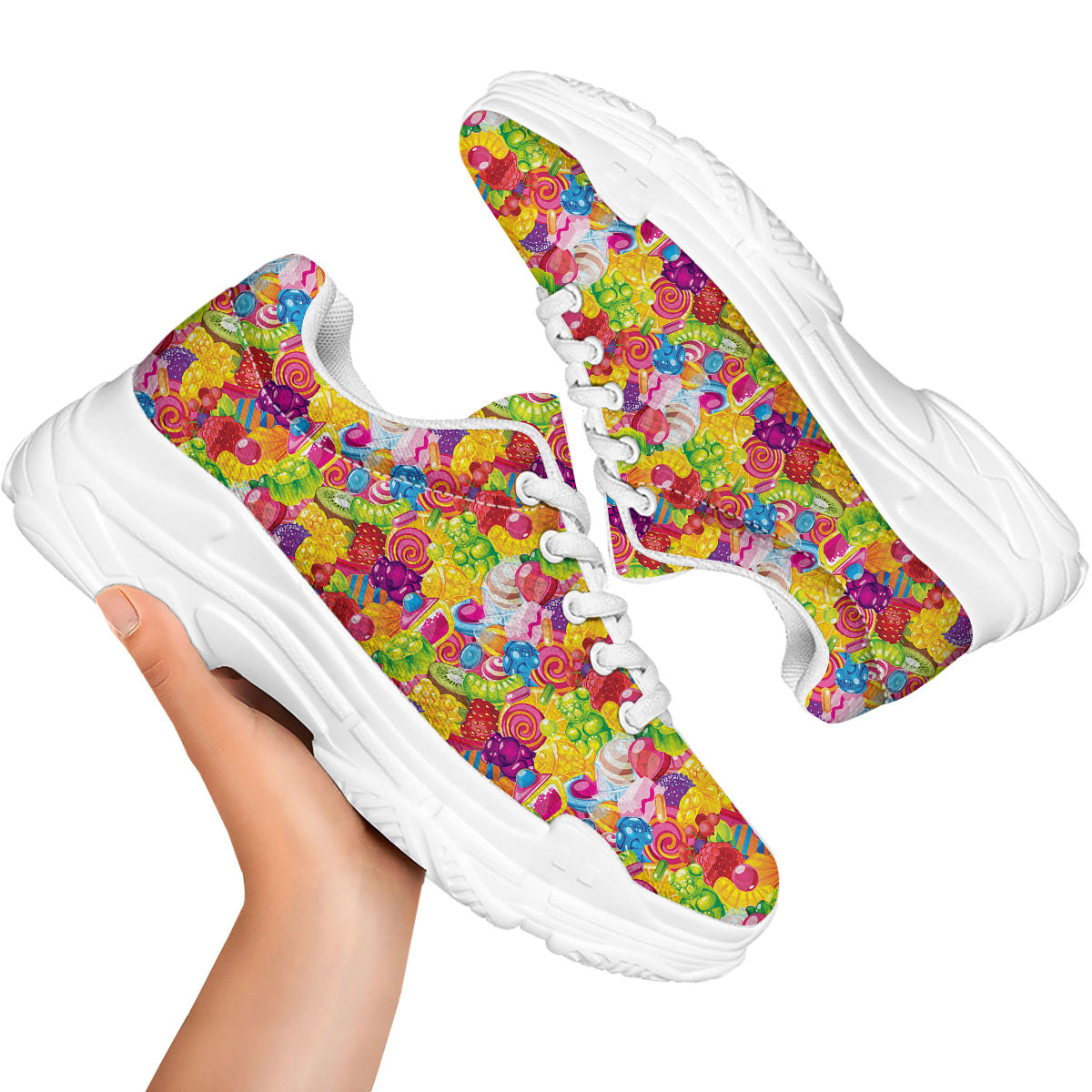 Jelly And Candy Print Pattern White Chunky Shoes-grizzshop