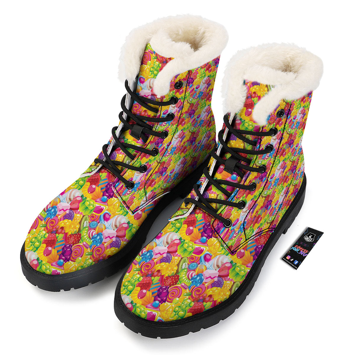Jelly And Candy Print Pattern Winter Boots-grizzshop