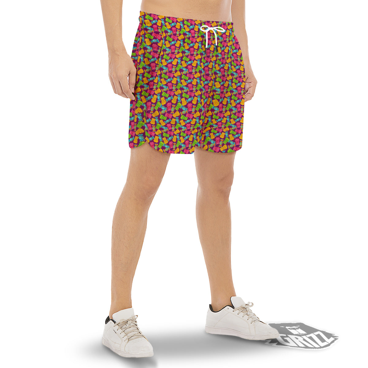 Jelly And Colorful Candy Print Men's Gym Shorts-grizzshop