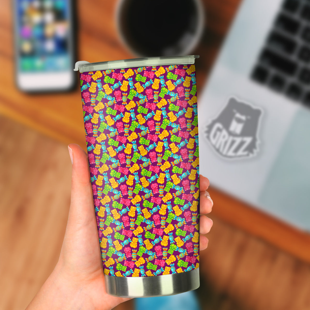 Jelly And Colorful Candy Print Tumbler-grizzshop