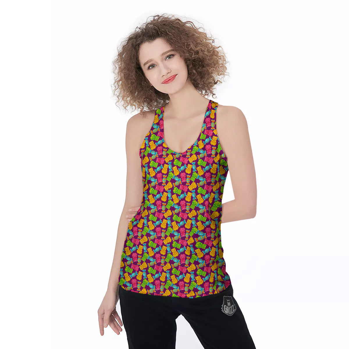 Jelly And Colorful Candy Print Women's Racerback Tank Top-grizzshop