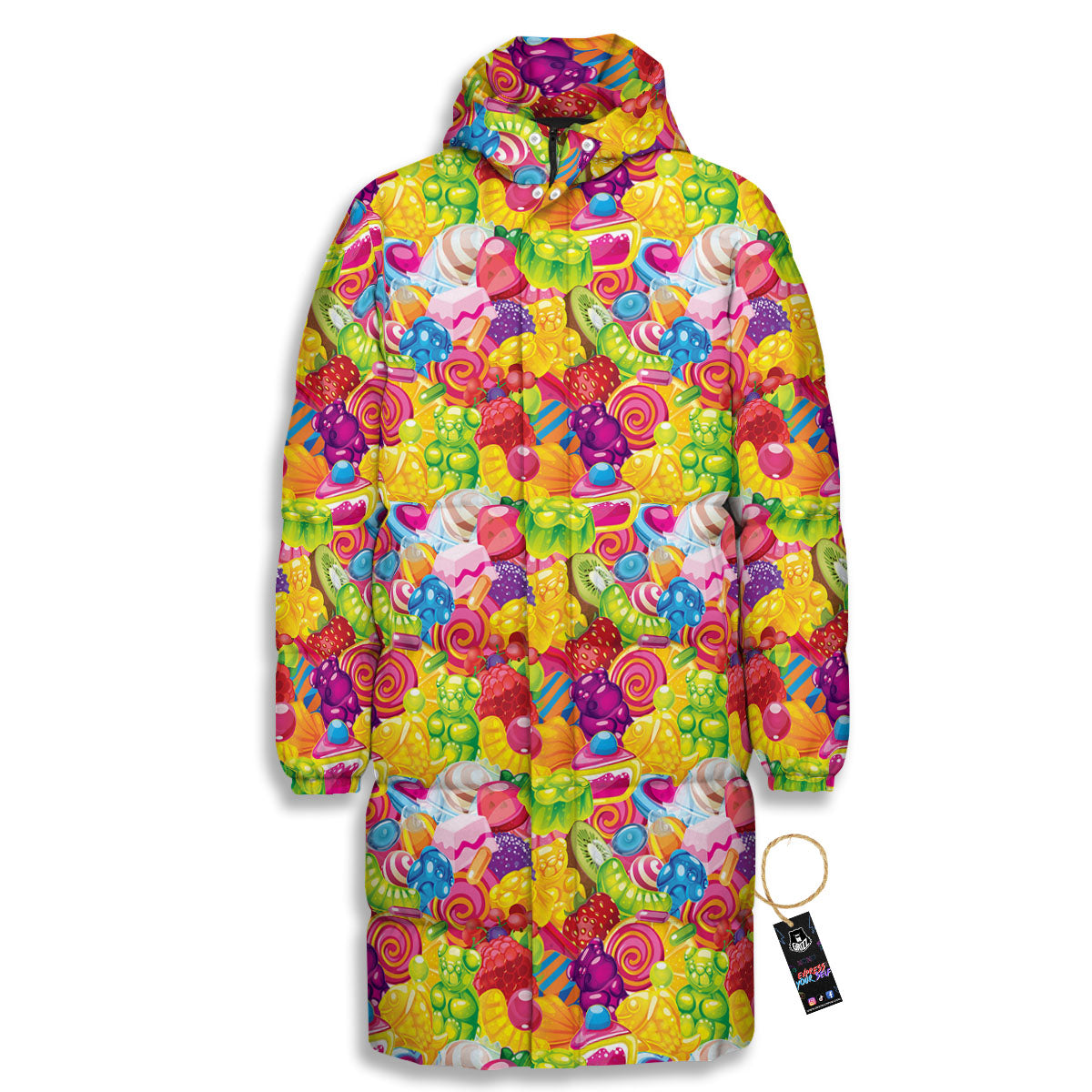 Jelly And Candy Print Pattern Long Down Jacket