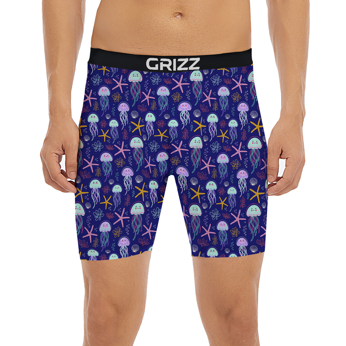 Jellyfish Cute Print Pattern Boxer Briefs-grizzshop