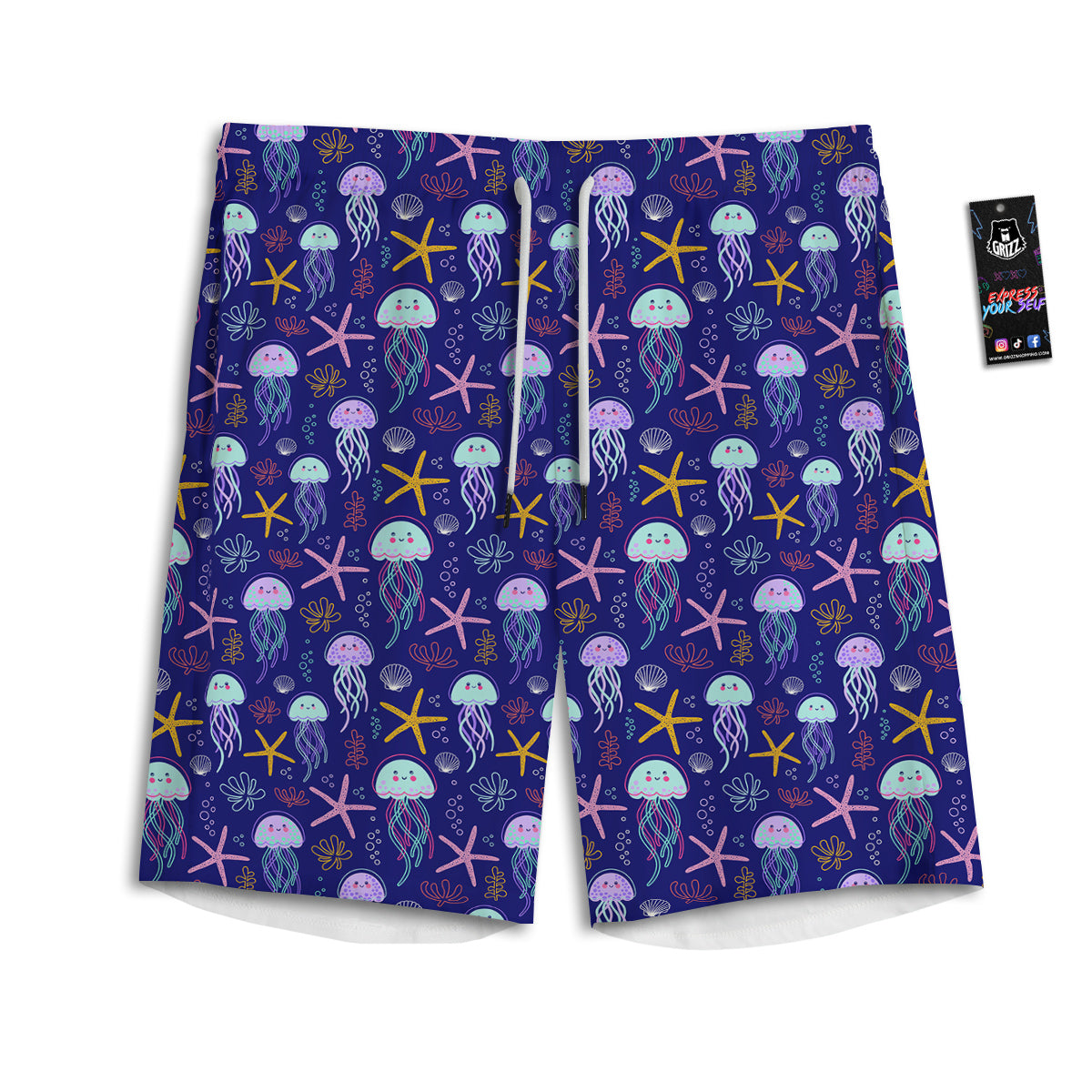 Lucky Cat Japanese Print Pattern Men's Athletic Shorts