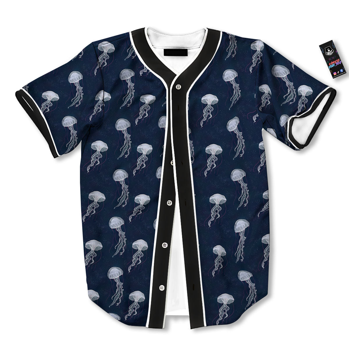 Jellyfish Fish Print Pattern Baseball Jersey-grizzshop