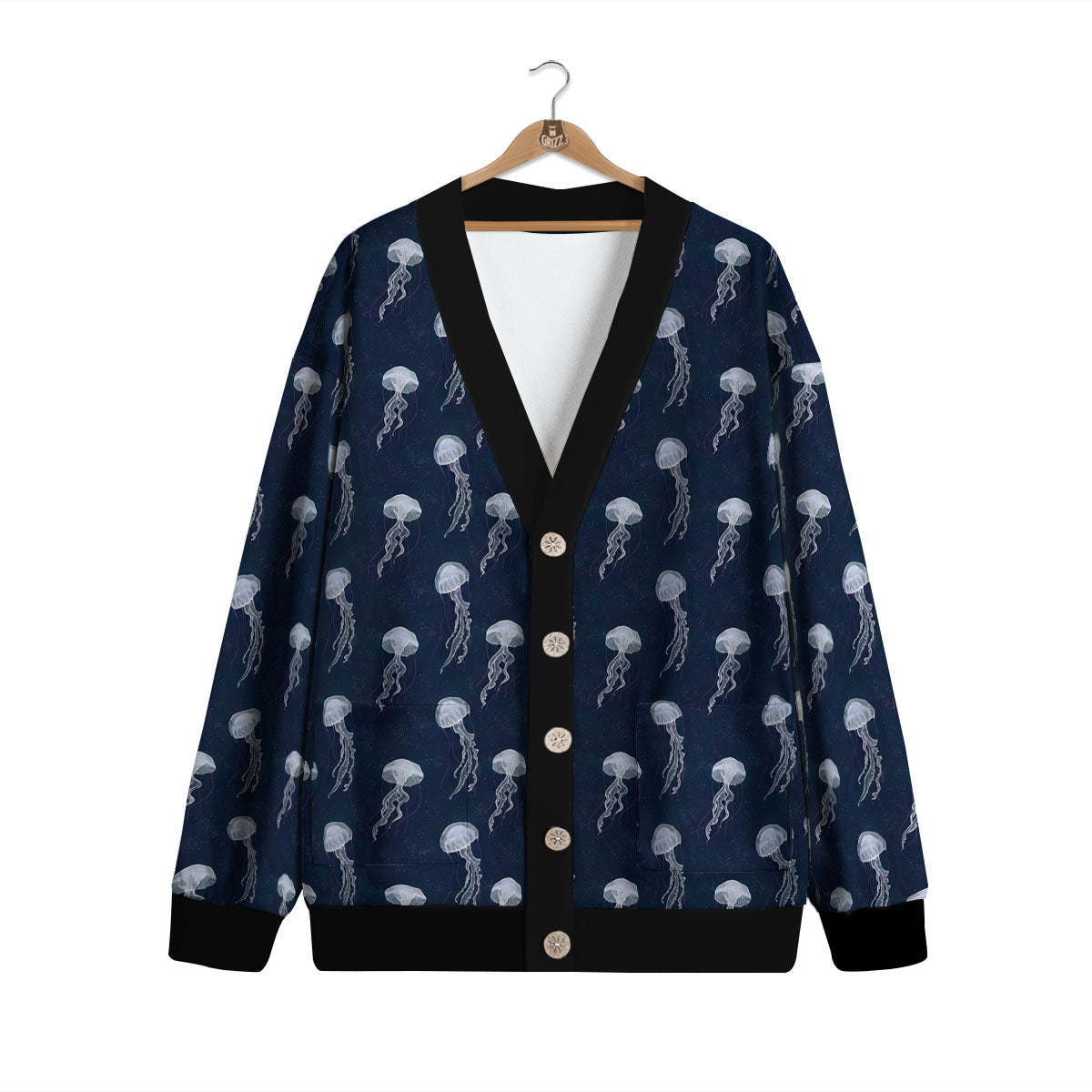Jellyfish Fish Print Pattern Cardigan-grizzshop
