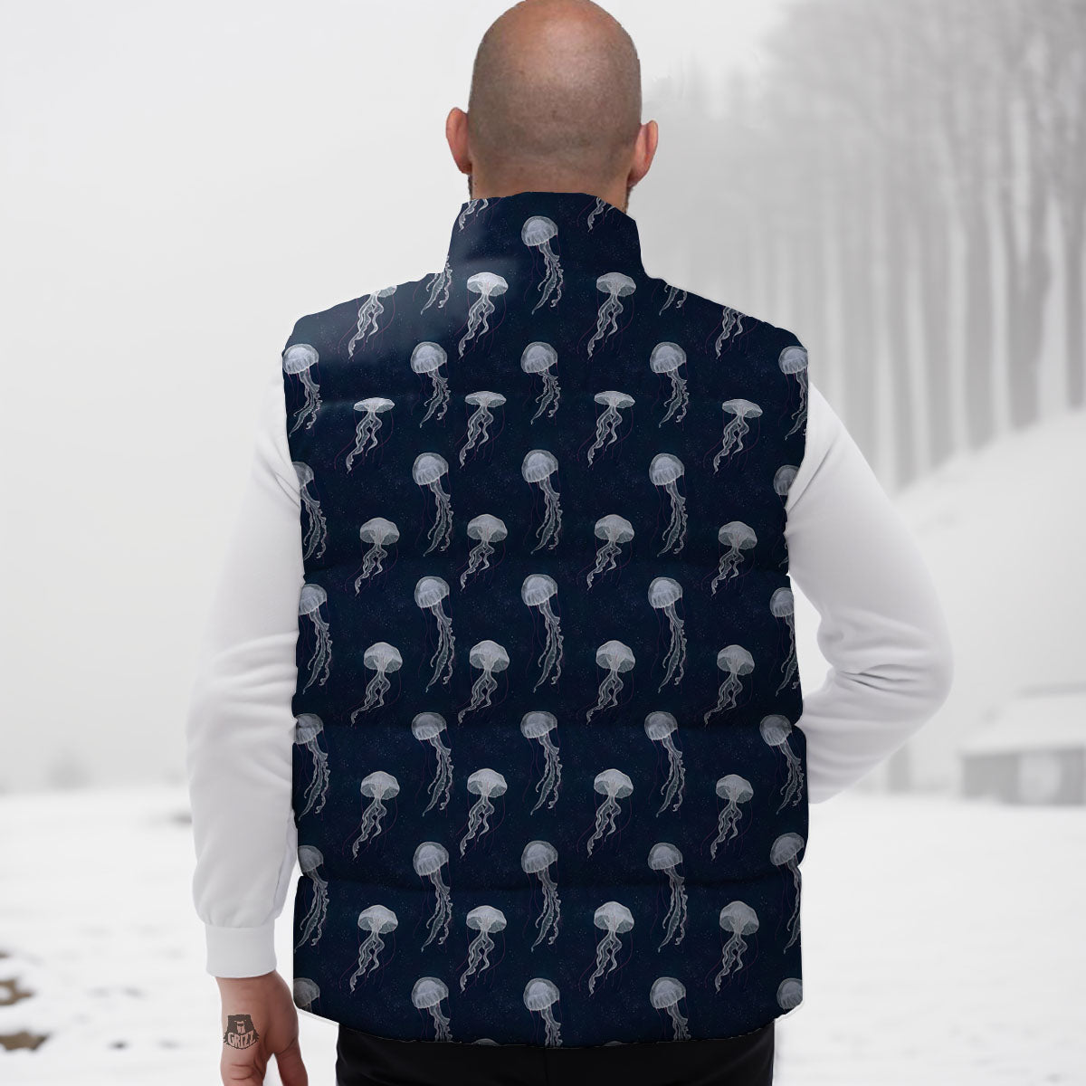 Jellyfish Fish Print Pattern Down Vest