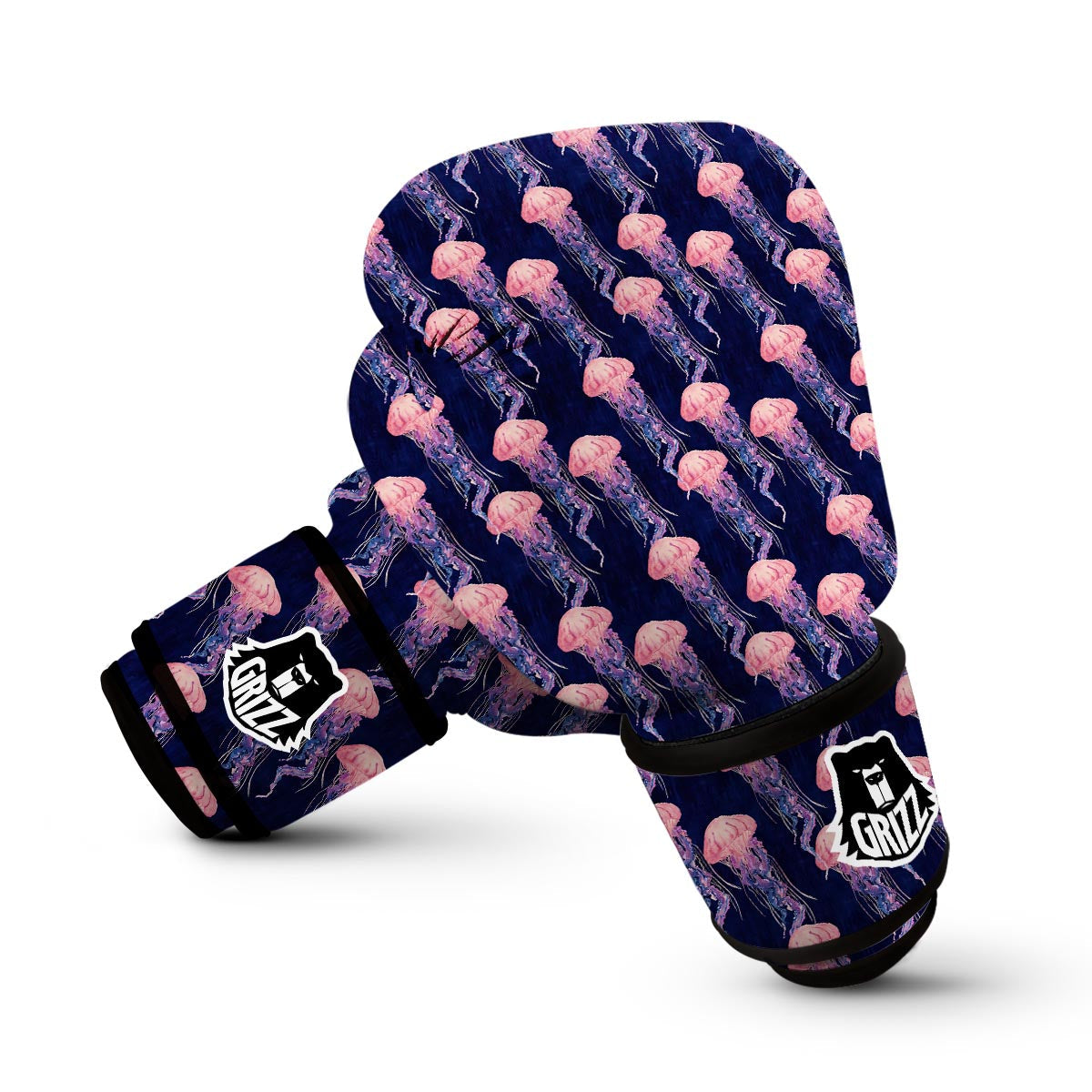 Jellyfish Print Pattern Boxing Gloves-grizzshop