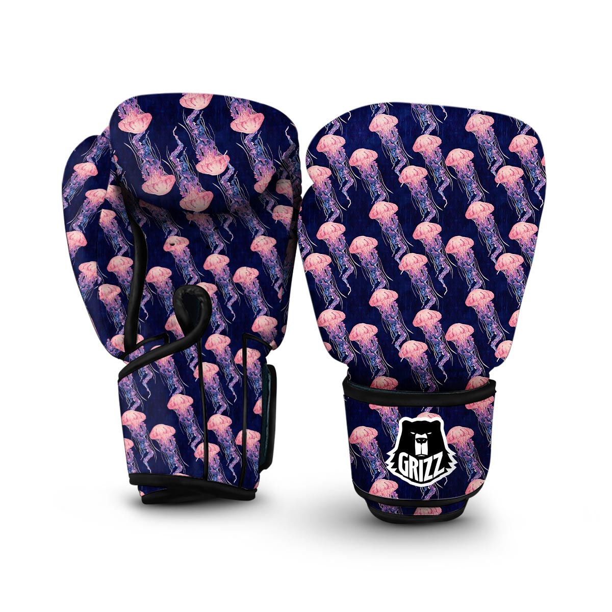 Jellyfish Print Pattern Boxing Gloves-grizzshop