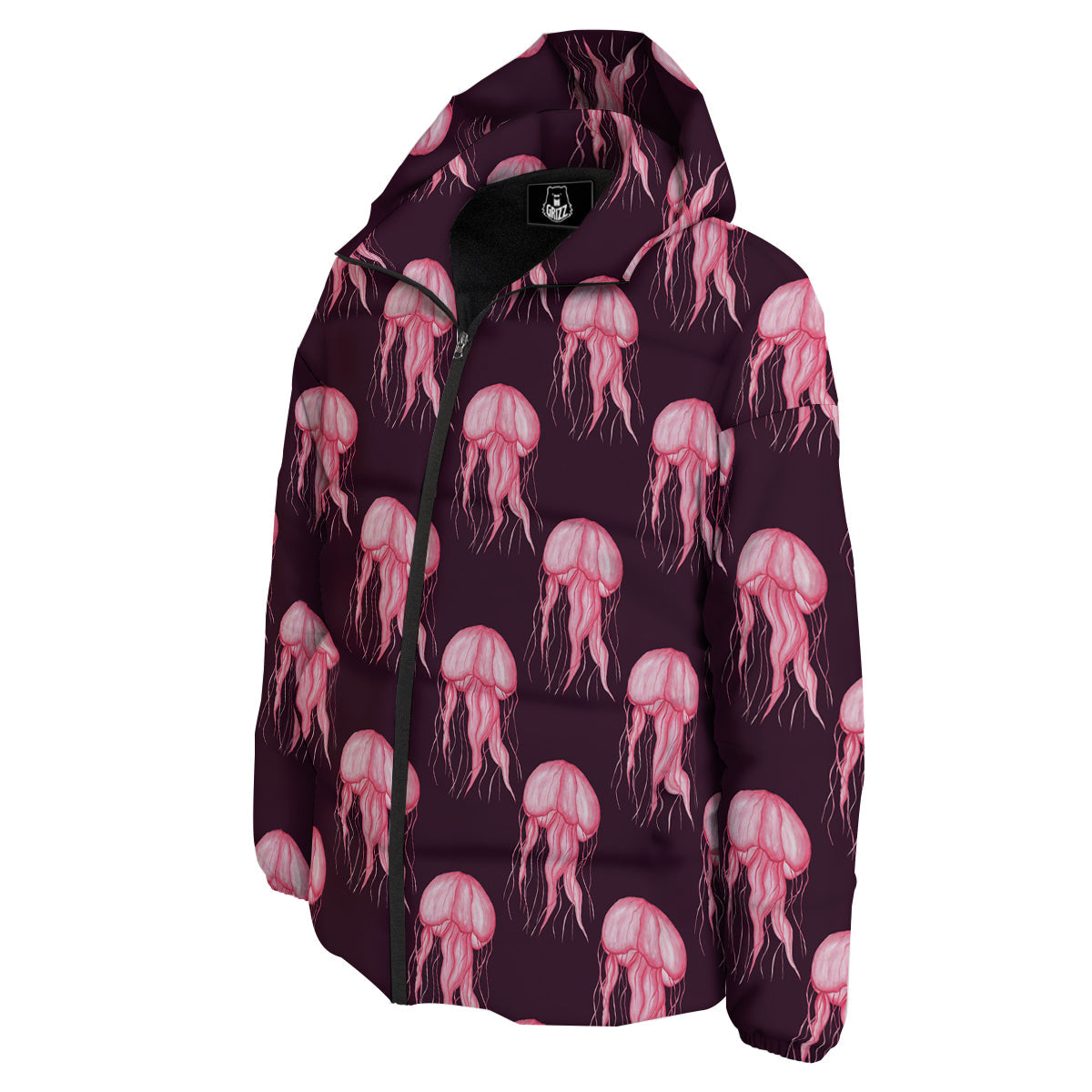 Jellyfish Watercolor Print Pattern Down Jacket-grizzshop