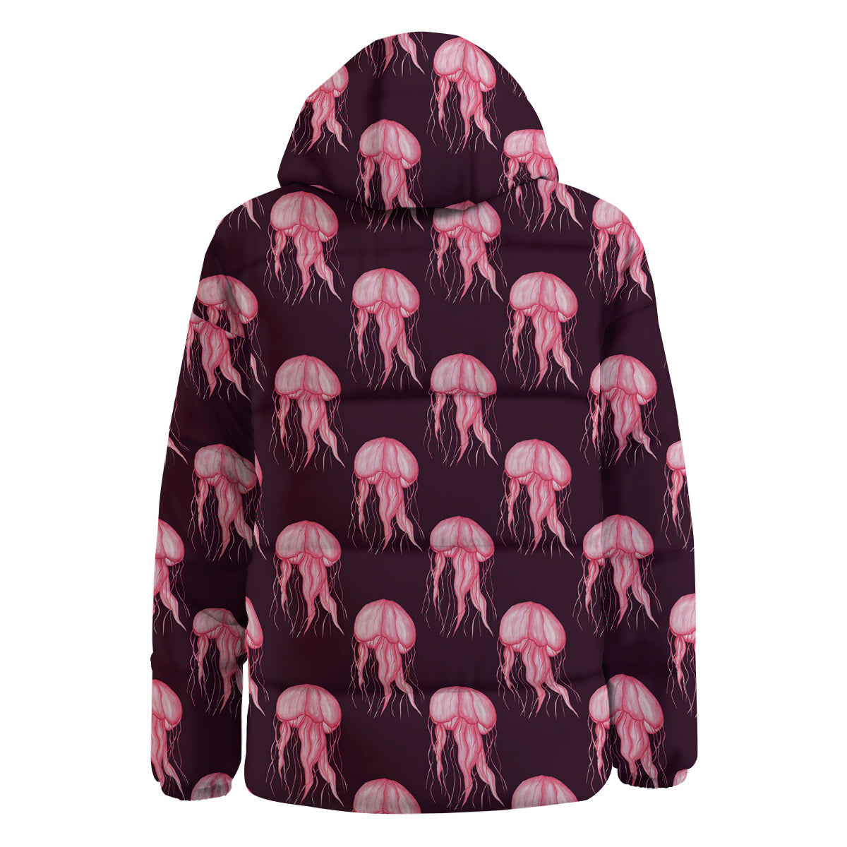 Jellyfish Watercolor Print Pattern Down Jacket-grizzshop