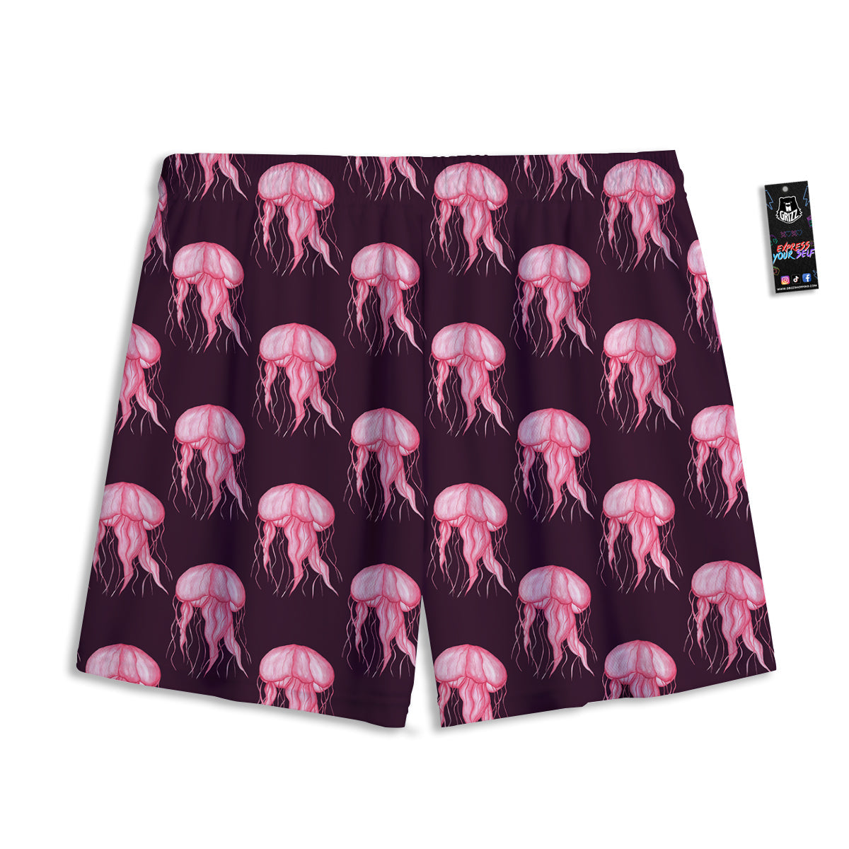 Jellyfish Watercolor Print Pattern Mesh Shorts