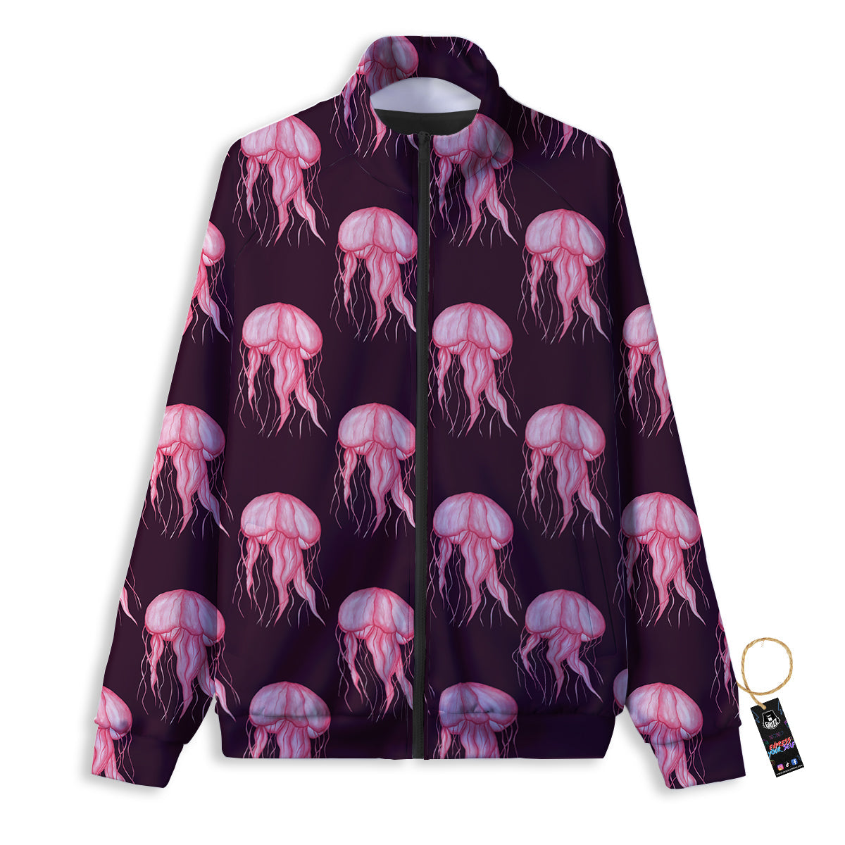 Jellyfish Watercolor Print Pattern Track Jacket-grizzshop