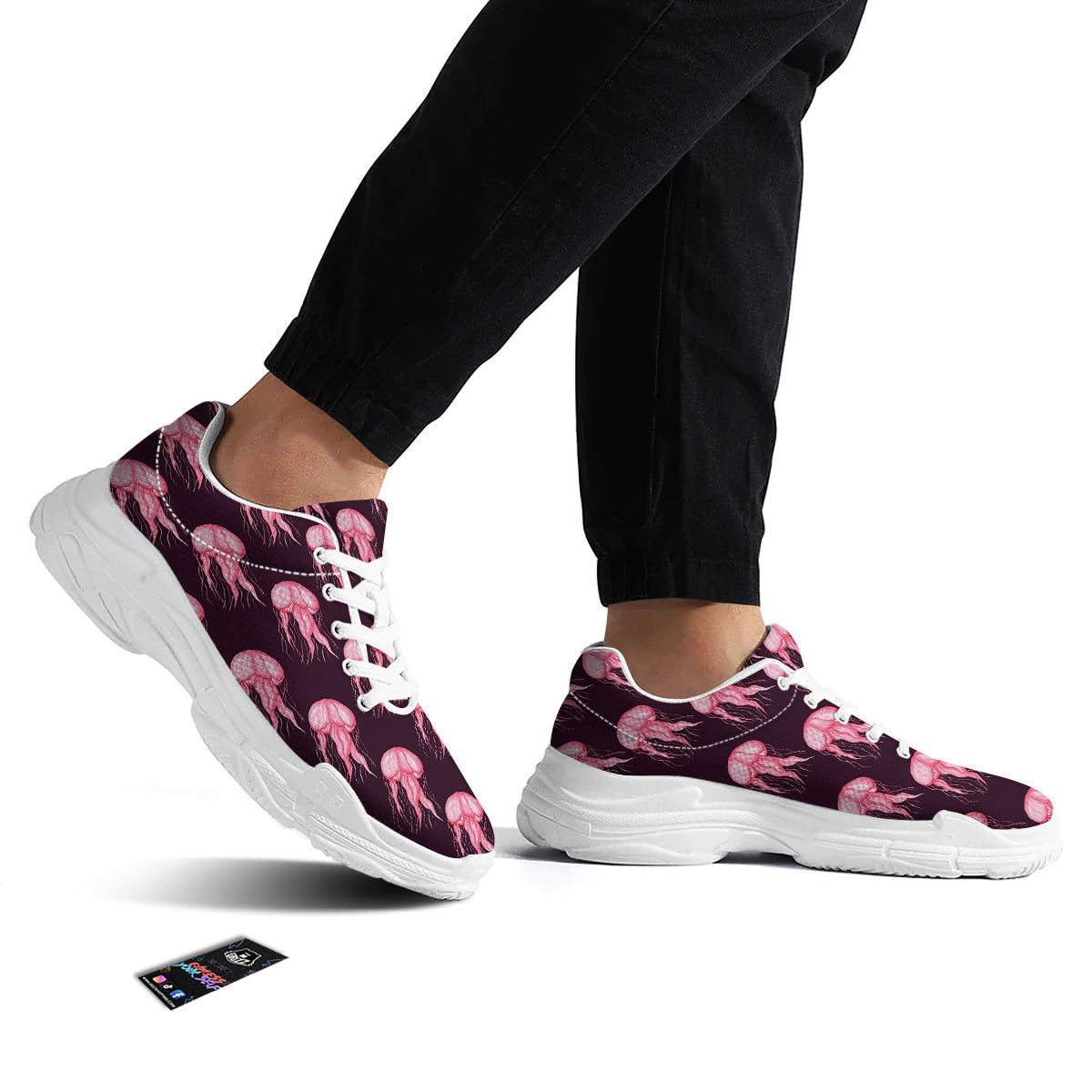 Jellyfish Watercolor Print Pattern White Chunky Shoes-grizzshop