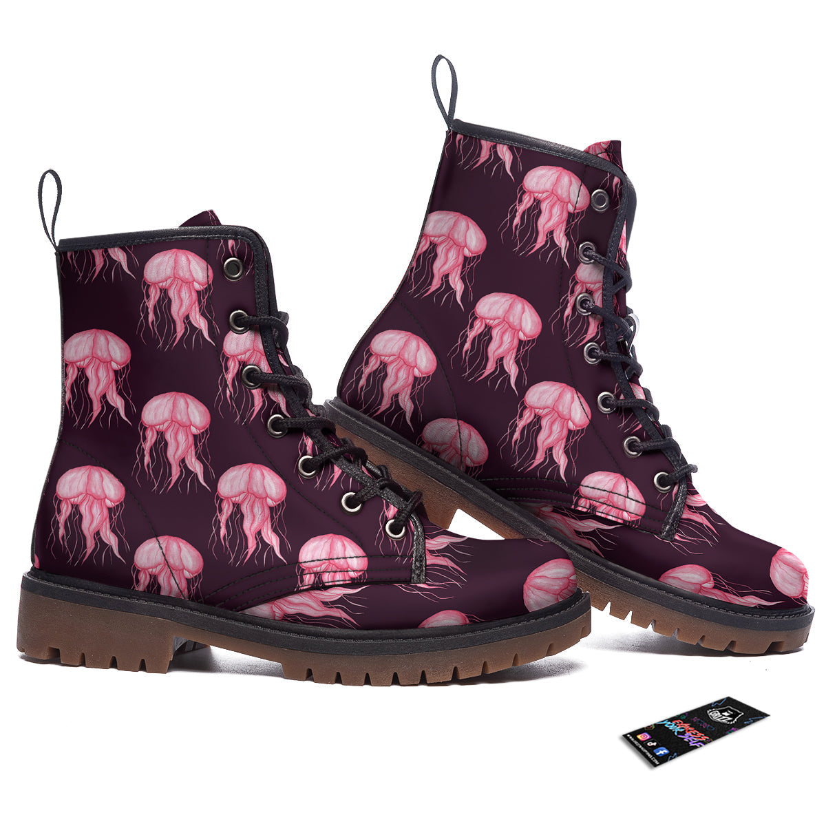 Jellyfish Watercolor Print Pattern Work Boots-grizzshop