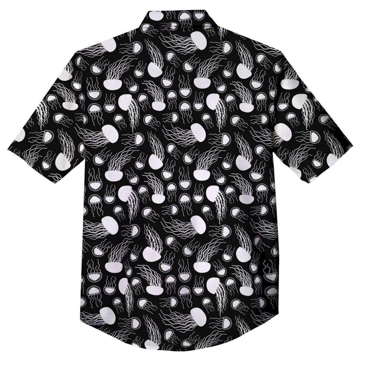 Jellyfish White And Black Print Pattern Button Up Shirt-grizzshop