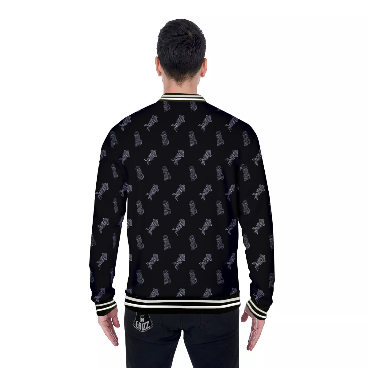 Jellyfish Zentangle Print Pattern Baseball Jacket-grizzshop