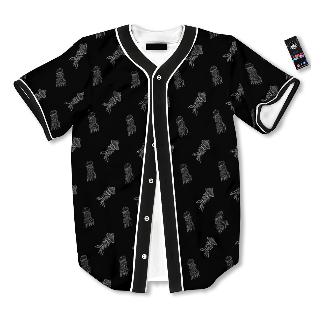 Jellyfish Zentangle Print Pattern Baseball Jersey-grizzshop
