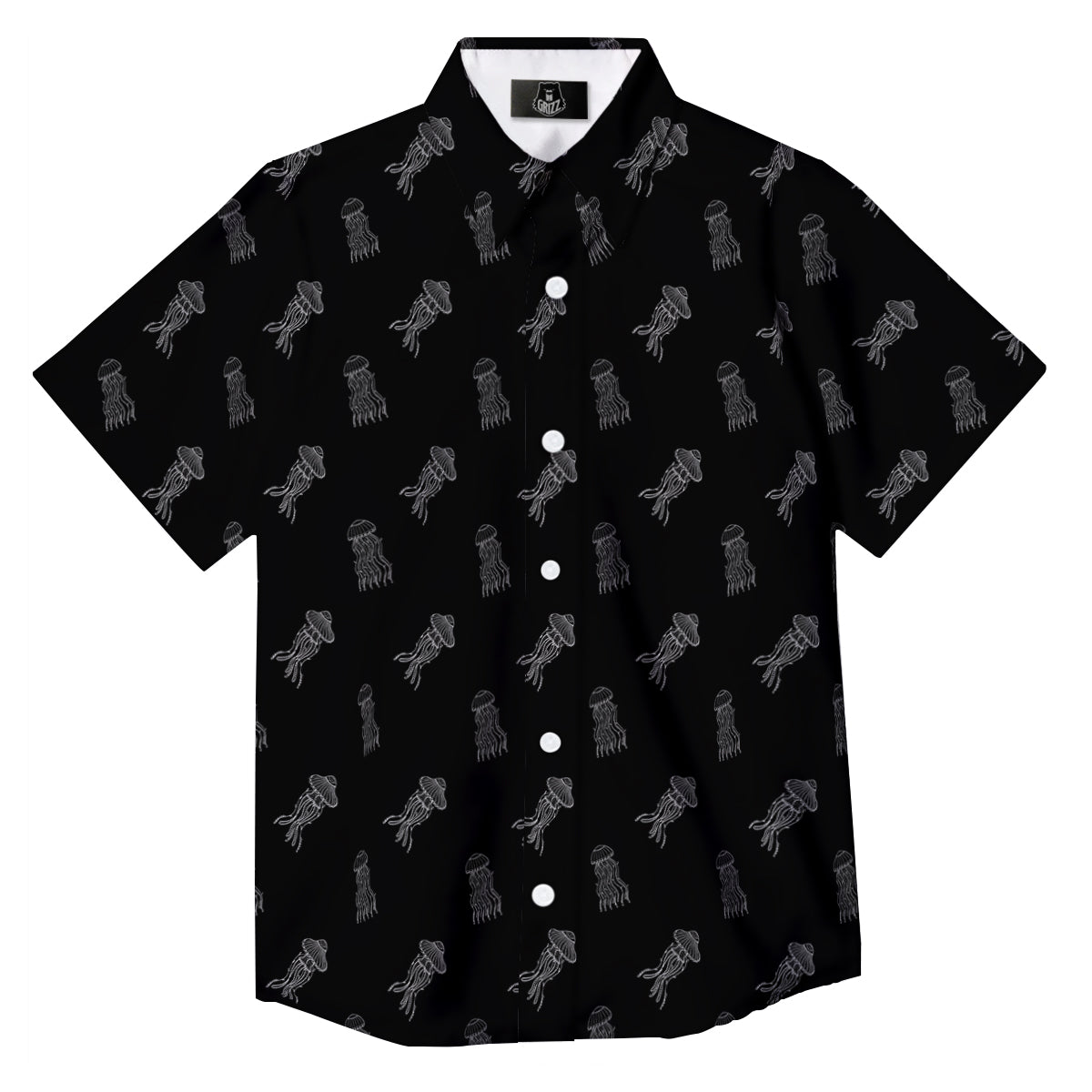 Jellyfish Zentangle Print Pattern Button Up Shirt-grizzshop