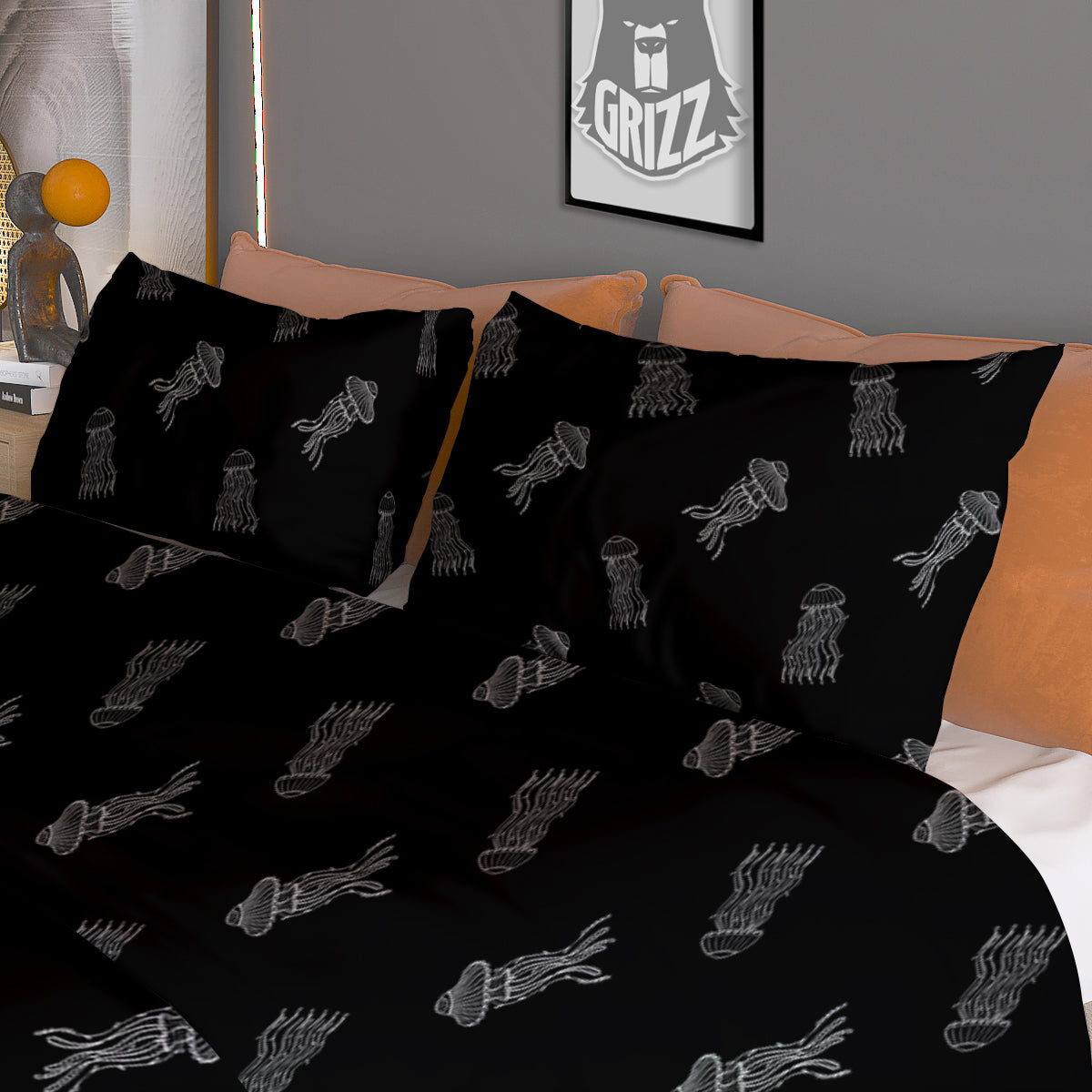 Jellyfish Zentangle Print Pattern Duvet Cover Bedding Set