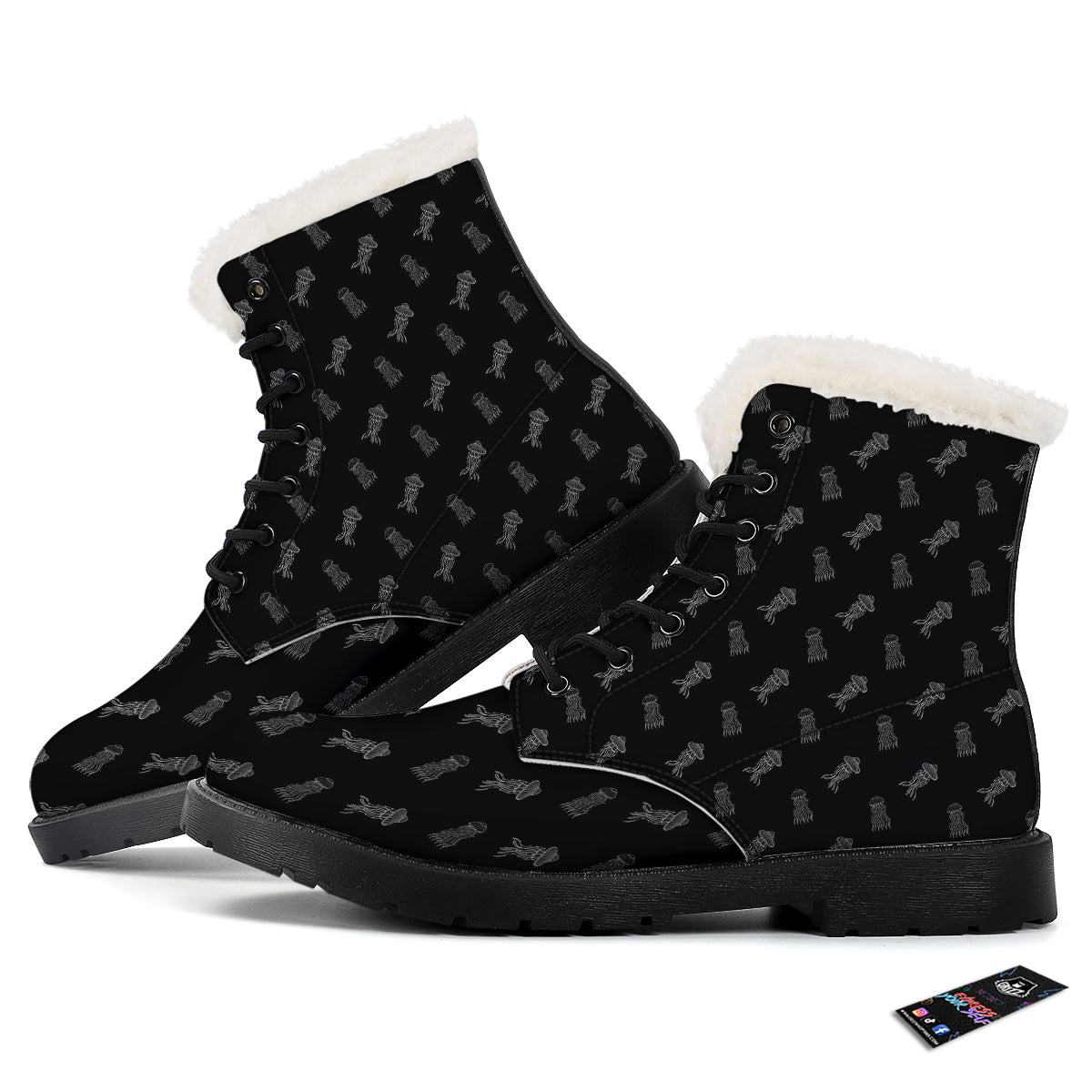 Jellyfish Zentangle Print Pattern Winter Boots-grizzshop