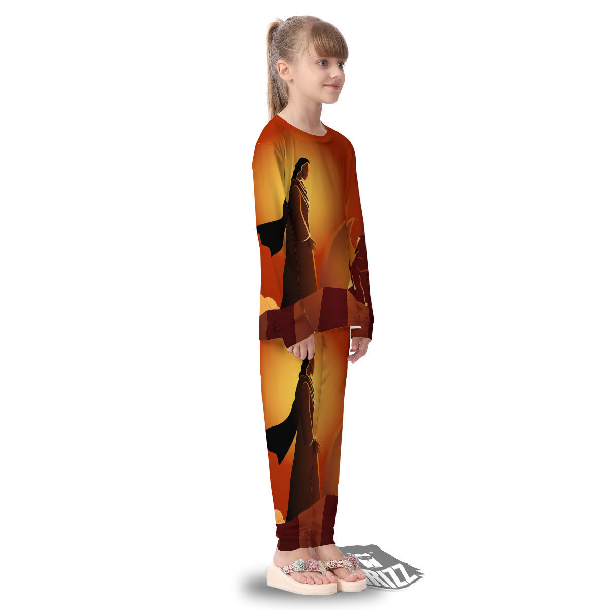 Jesus Christ And Satan Print Kid's Pajamas-grizzshop