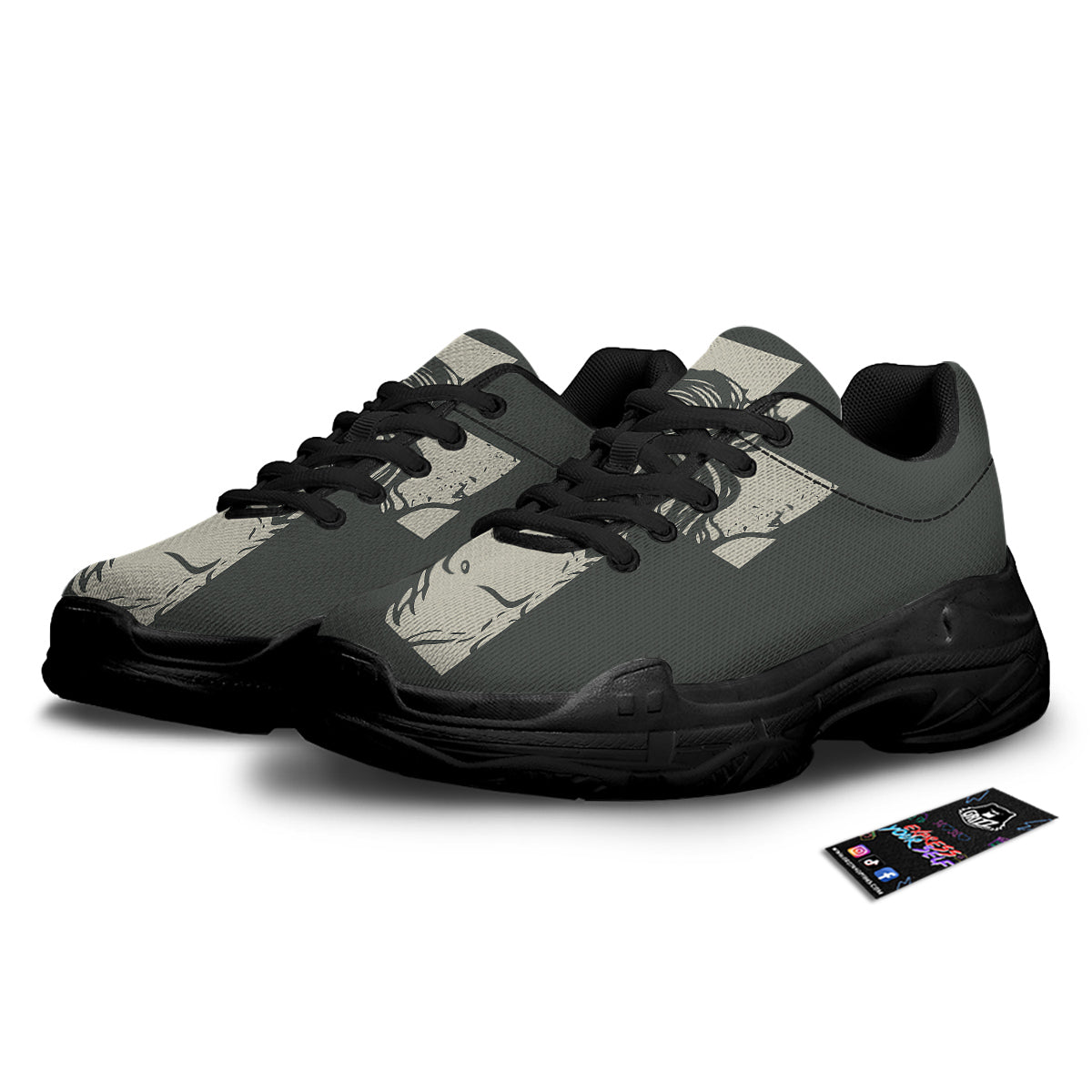 Jesus Christ Crucifixion Print Black Chunky Shoes-grizzshop
