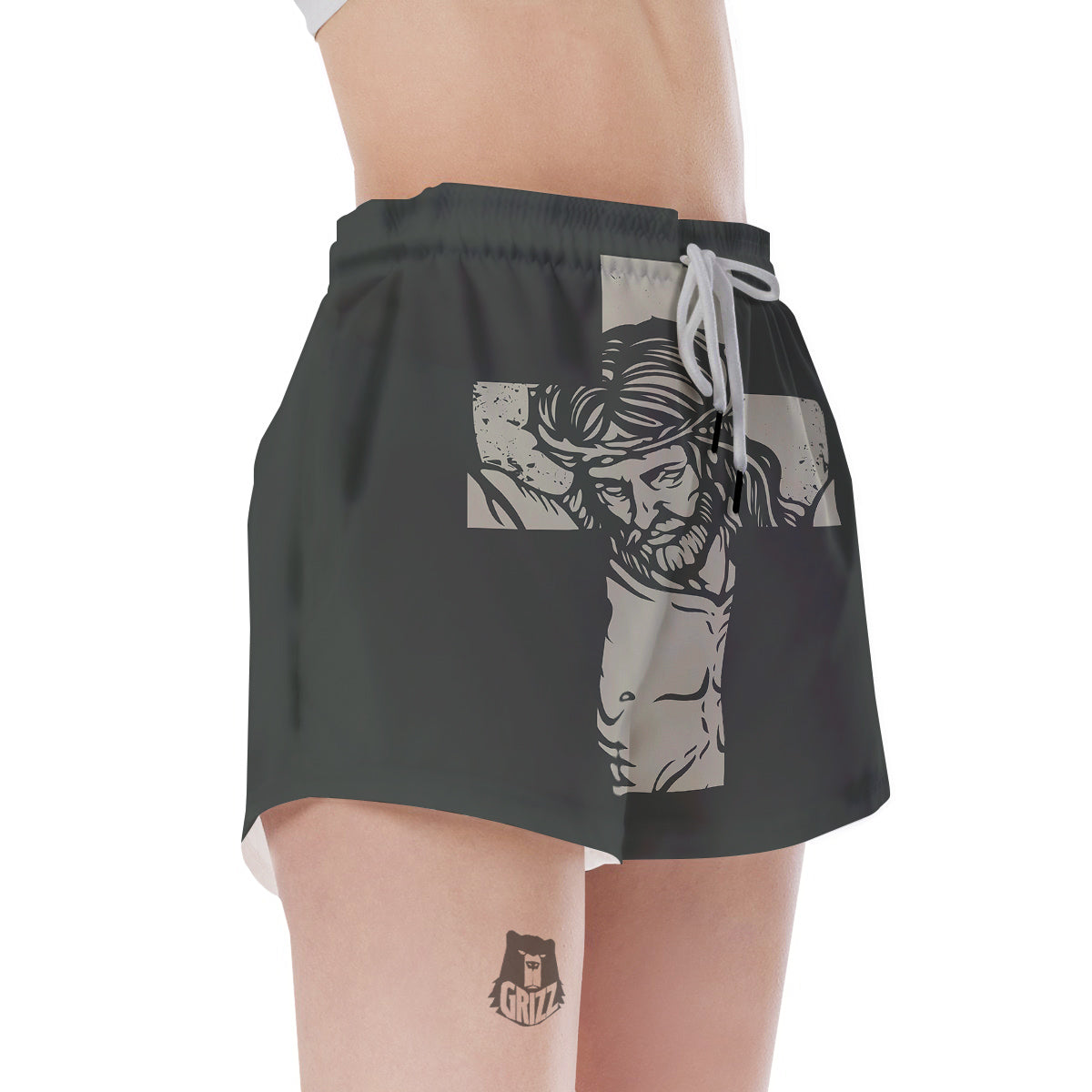 Jesus Christ Crucifixion Print Women's Shorts-grizzshop