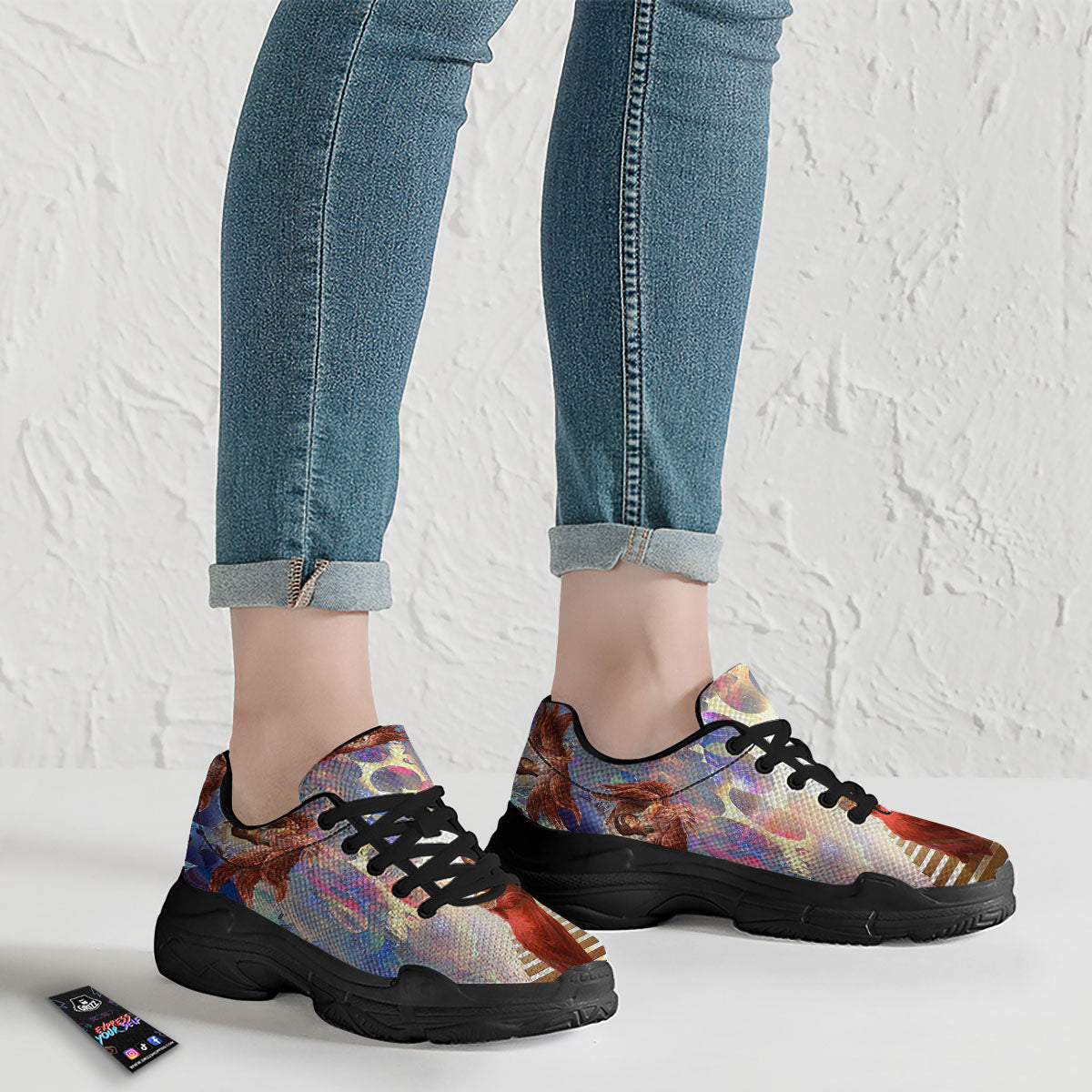 Jesus Christ From Heaven Print Black Chunky Shoes-grizzshop